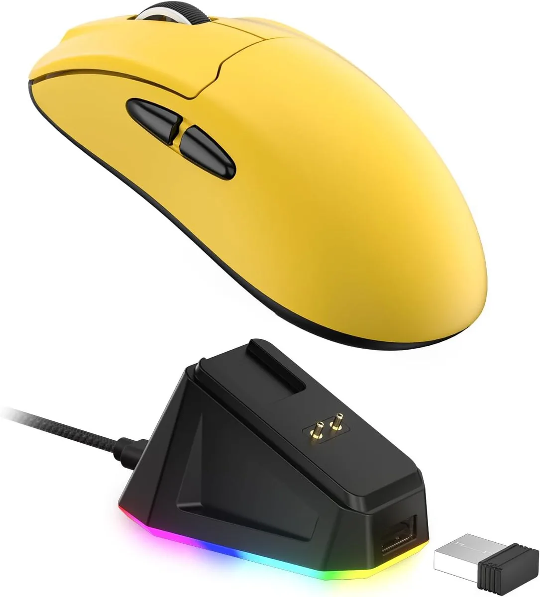 LTC LTC GM022 Ultralight 3-Mode Wireless Gaming Mouse PAW3395 26K DPI 55G RGB Charging Dock — Produktfoto