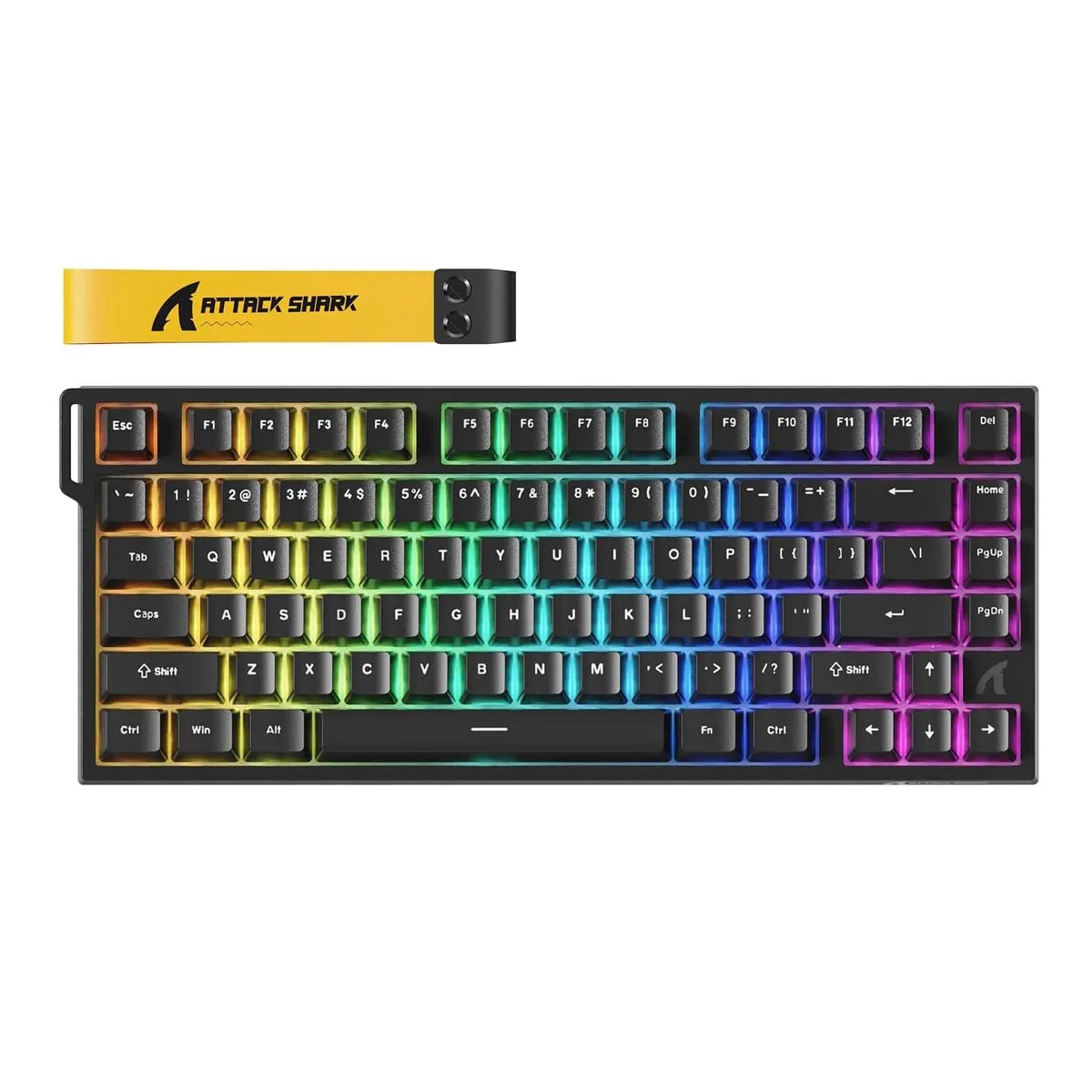 Black 75 percent wired mechanical keyboard with 80 keys and RGB backlight