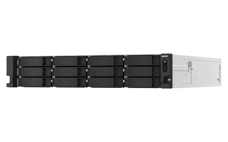 Silver 2U rackmount NAS with eighteen drive bays and redundant power supplies