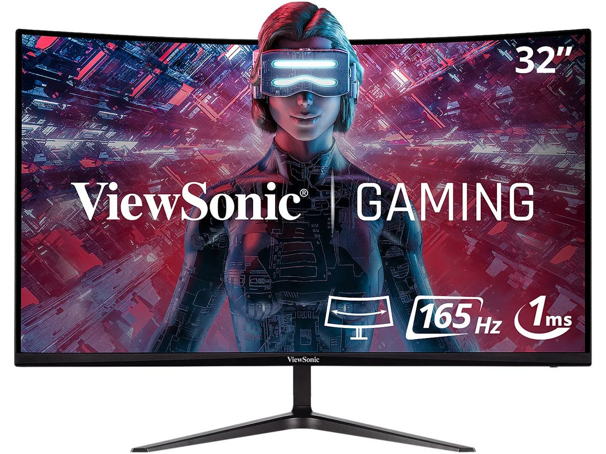 32 inch curved VA monitor with frameless anti-glare screen and tilt stand