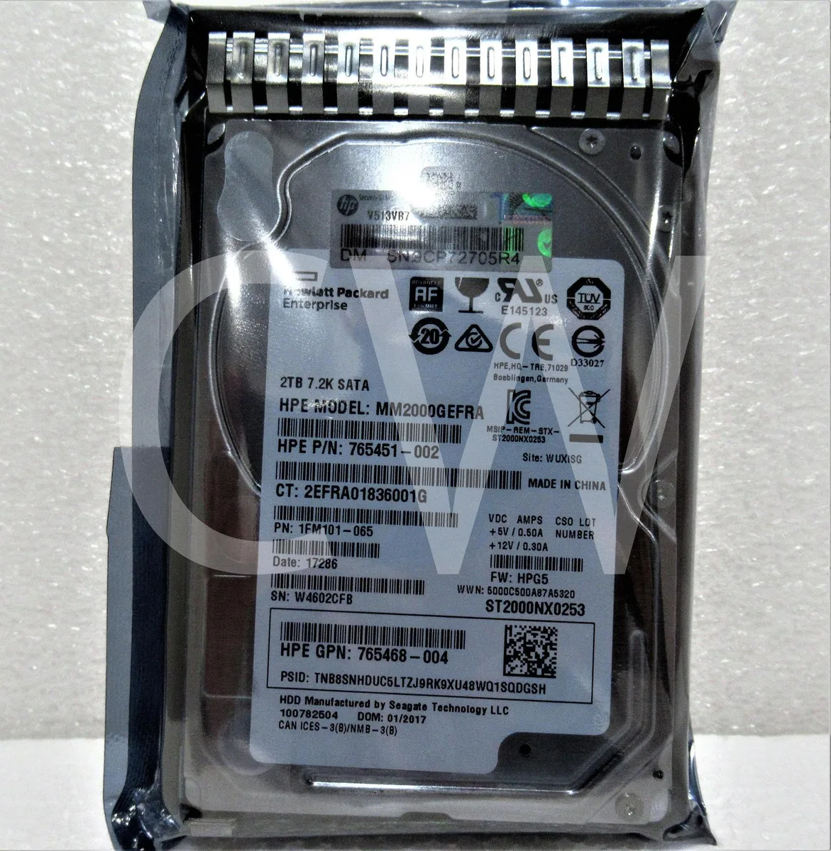 Silver 2.5 inch SATA hard drive with black smart carrier caddy tray