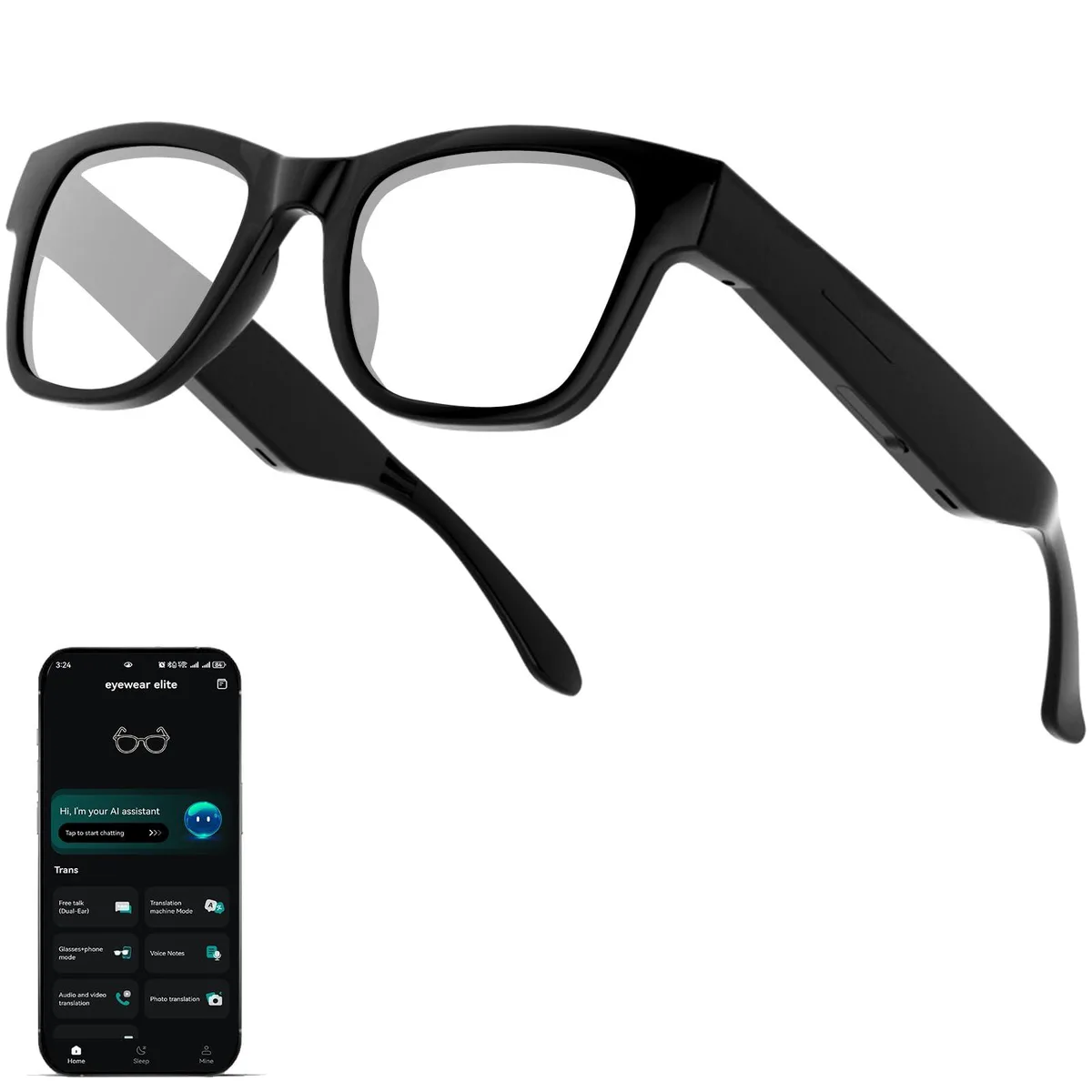  OICIIDO Smart Glasses Black 164 Languages 0.56" 180mAh 7h — صورة المنتج