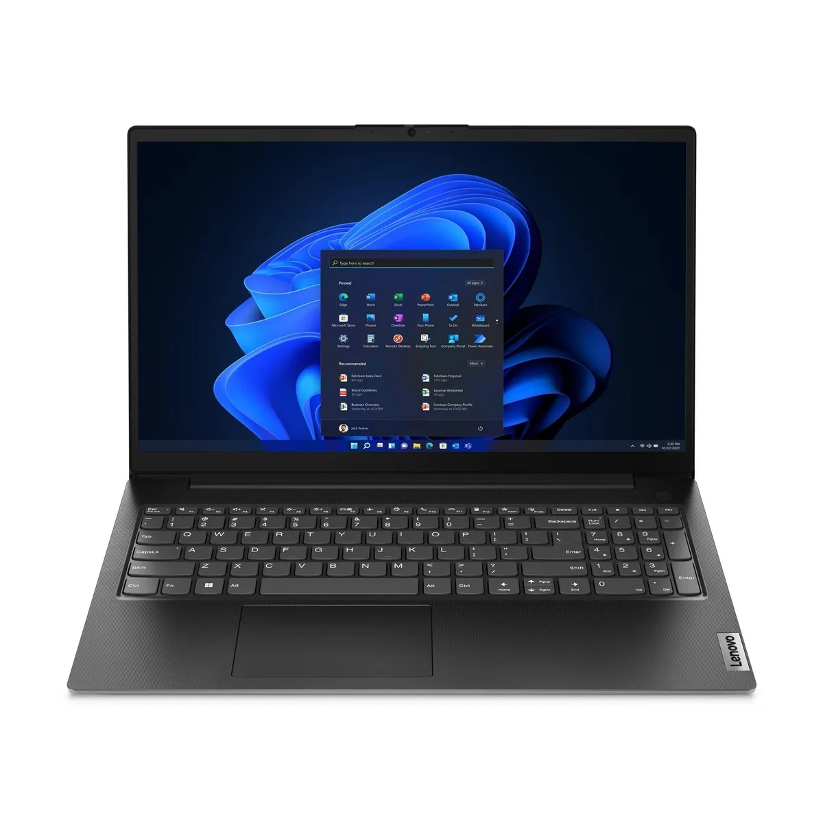 Gray Lenovo V15 G4 laptop closed showing smooth finish