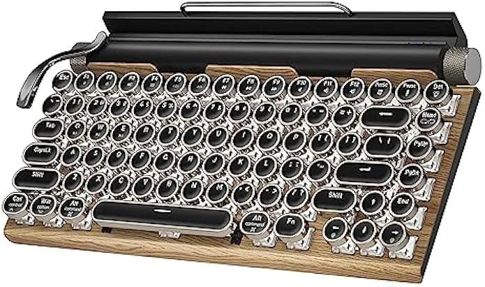 Ksin Ksin Retro Typewriter Mechanical Gaming Keyboard 83-Key Blue Switches Wooden — product photo