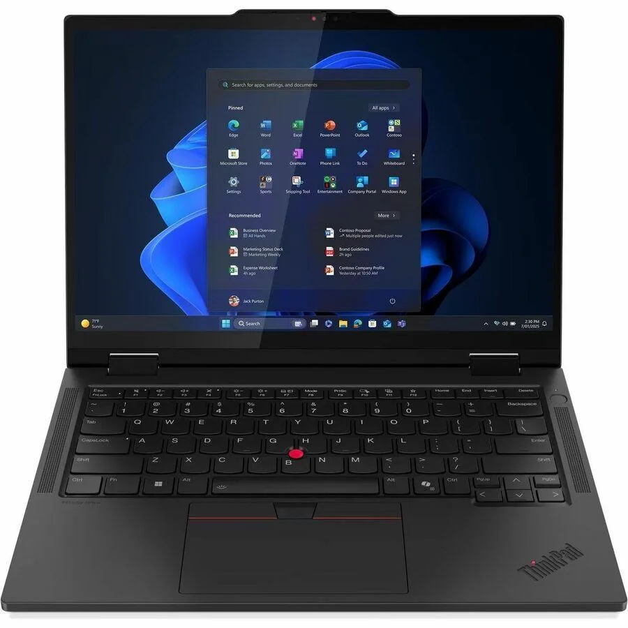 Black 2-in-1 laptop with 14 inch touchscreen and black finish