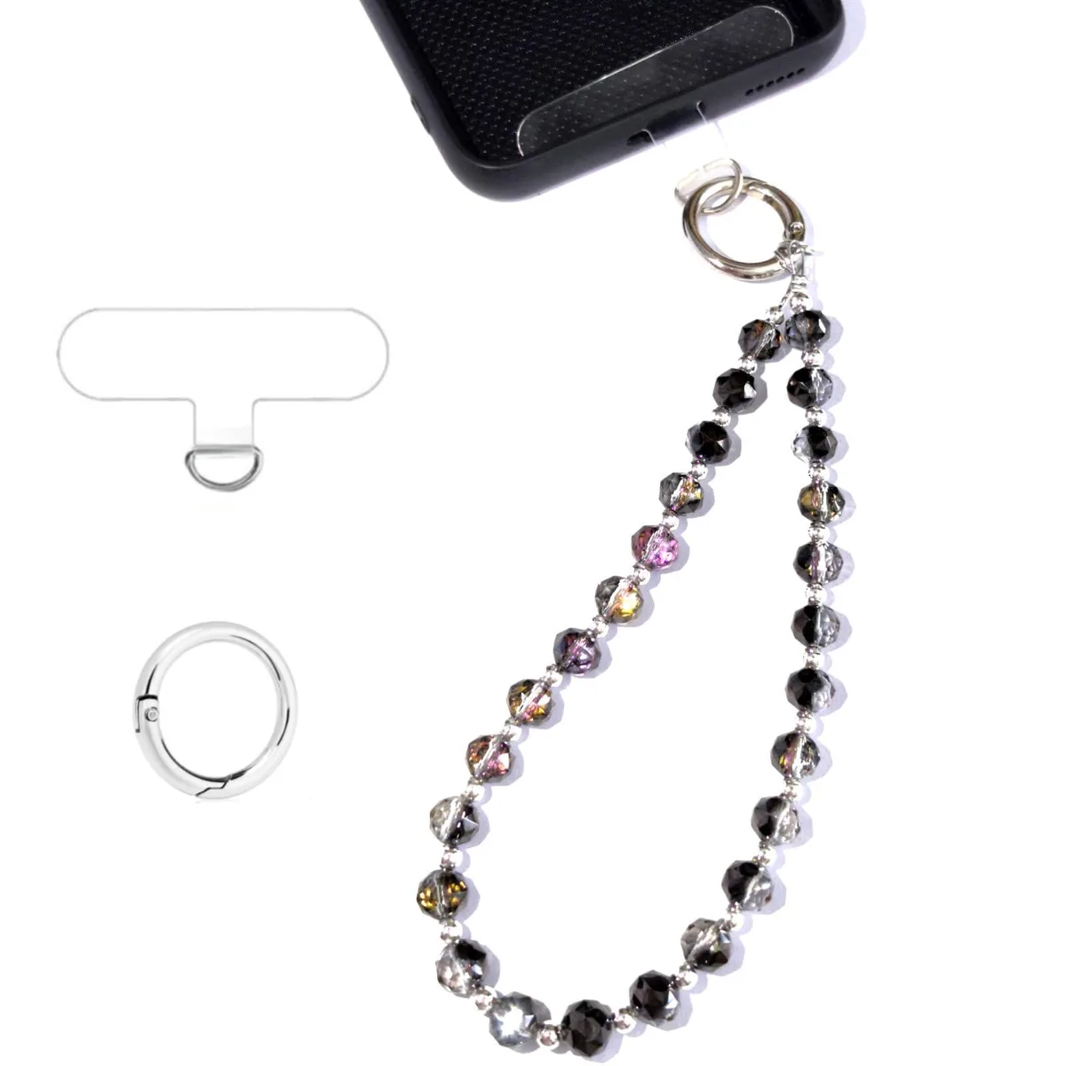Acofect Crystal Beaded Phone Wrist Strap Bracelet with Tether Tab — product photo
