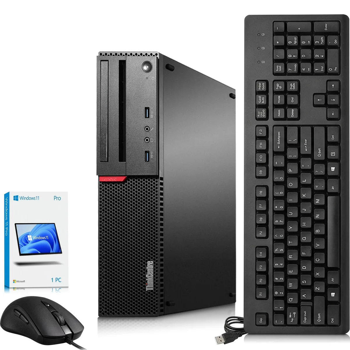 Black Lenovo ThinkCentre M700 small form factor desktop tower