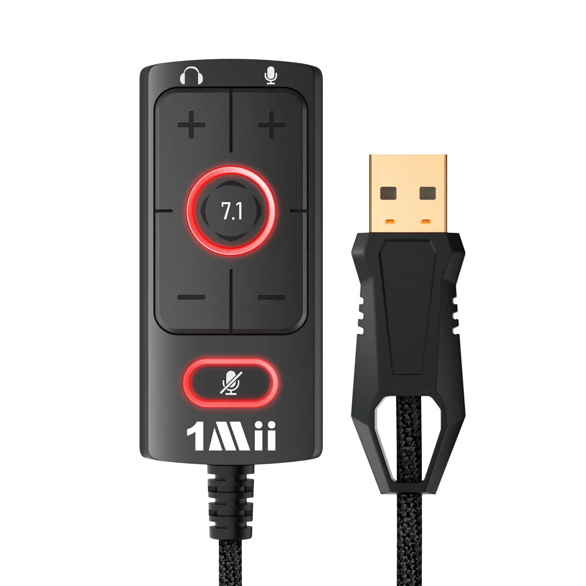 1Mii S03 USB Sound Card 7.1 Virtual Surround 3.5mm Adapter 6 ft Braided Cable — ภาพสินค้า