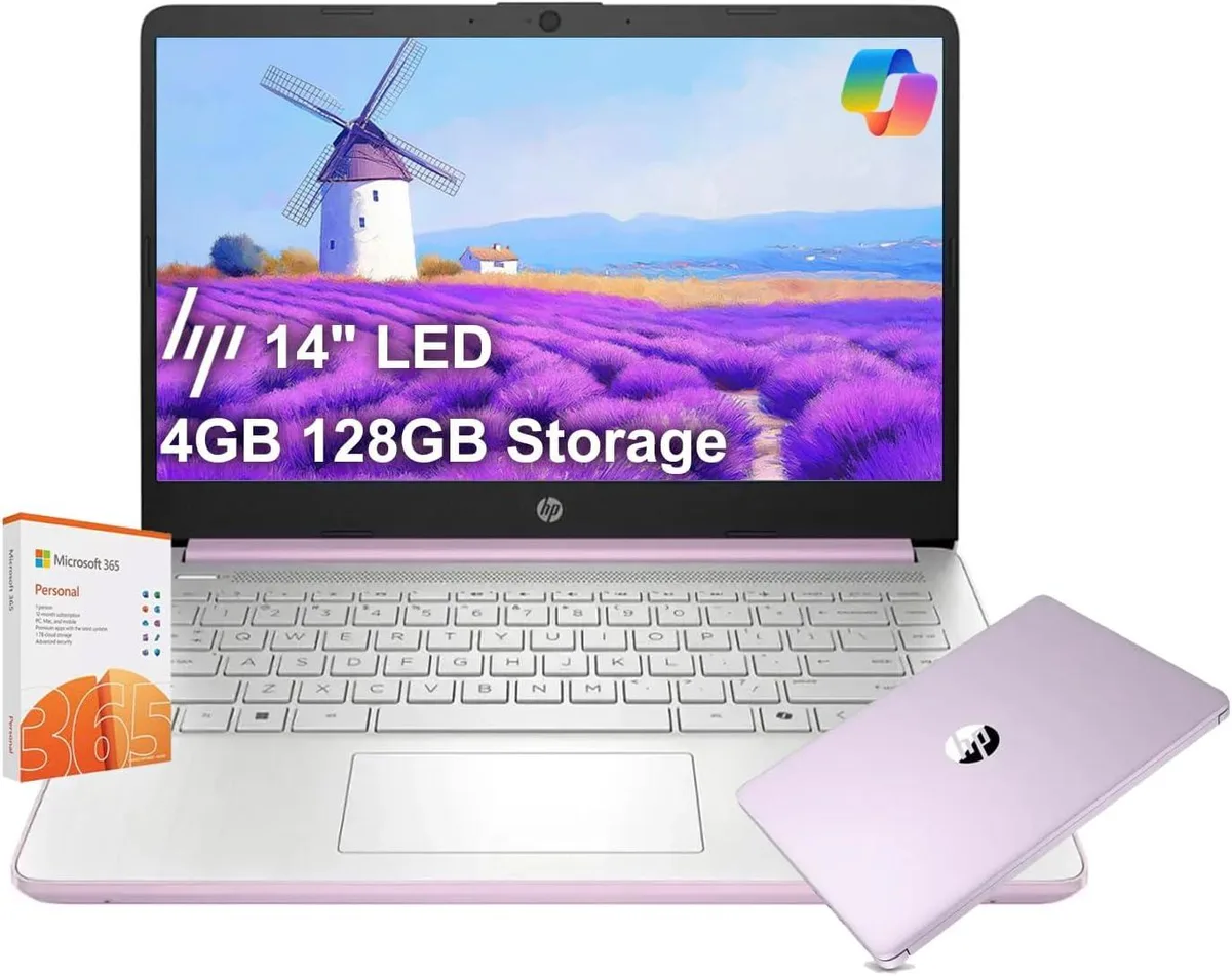 HP HP 14 business laptop Lavender Intel N150 4GB 128GB — product photo