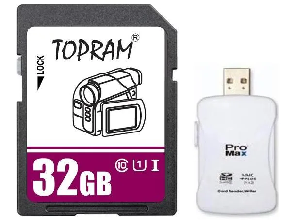 TOPRAM TOPRAM TR32GSDUHS1R16 32GB SDHC UHS-I Class 10 memory card with R16 reader — foto produk
