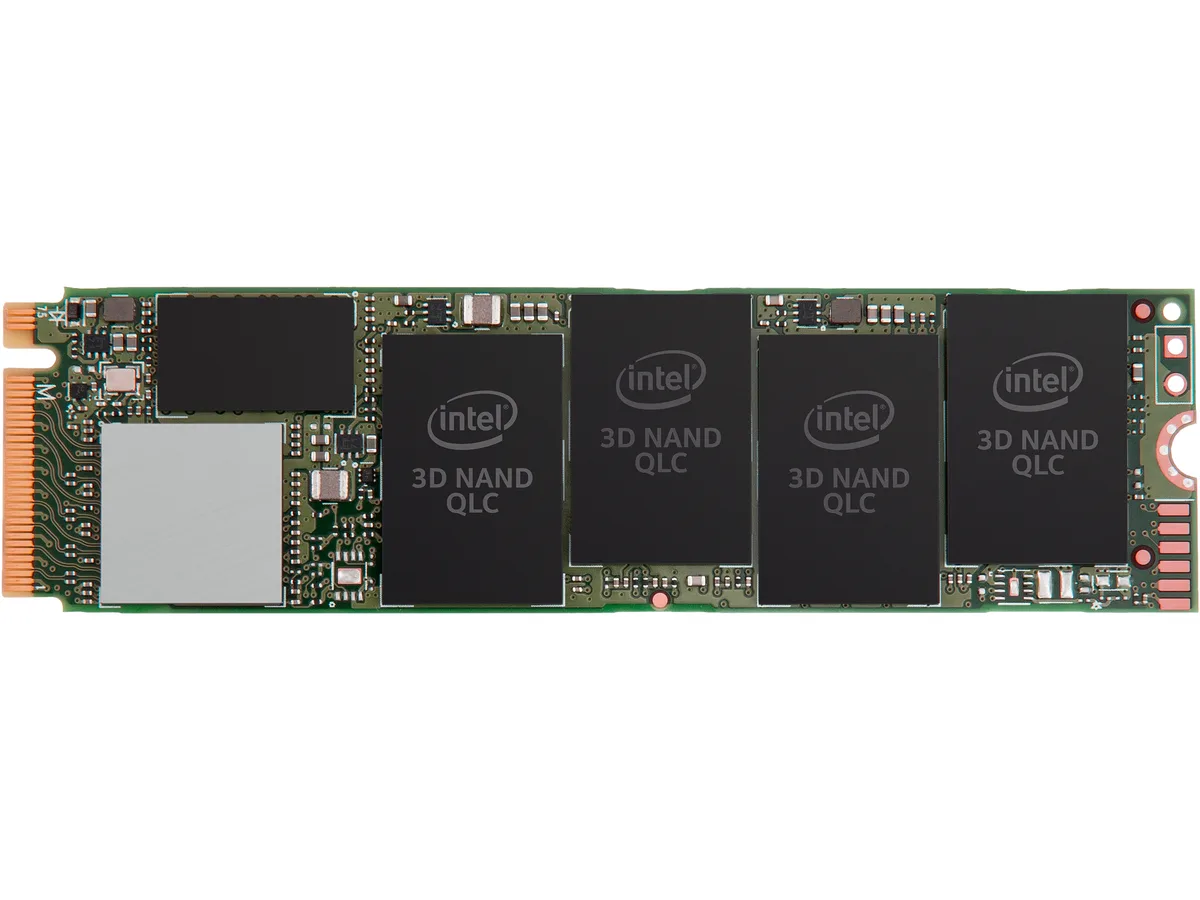 Green rectangular circuit board M.2 2280 SSD with black controller and silver label
