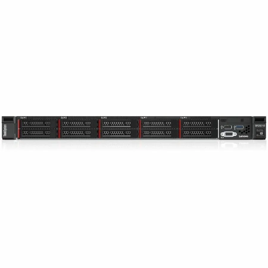Lenovo ThinkSystem SR250 V3 1U rack server silver front panel with drive bays