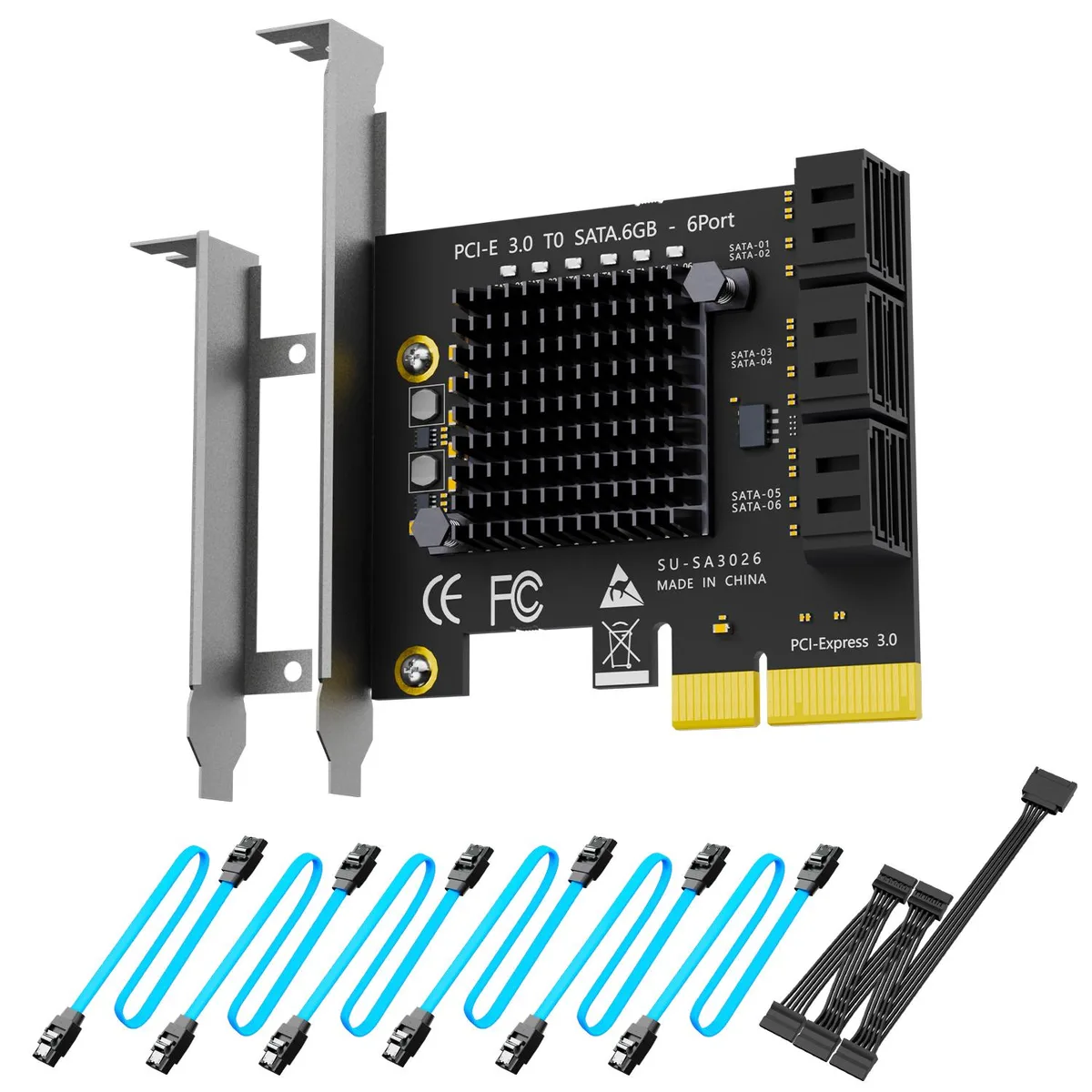GLOTRENDS GLOTRENDS SA3026 6-Port PCIe 3.0 X2 SATA Expansion Card — fotografija proizvoda