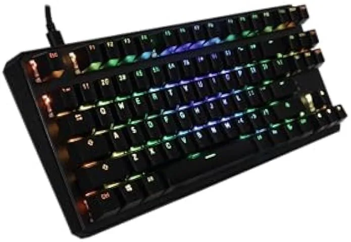 Compact 87-key mechanical keyboard with carbon steel base, ABS housing and detachable braided USB-C cable
