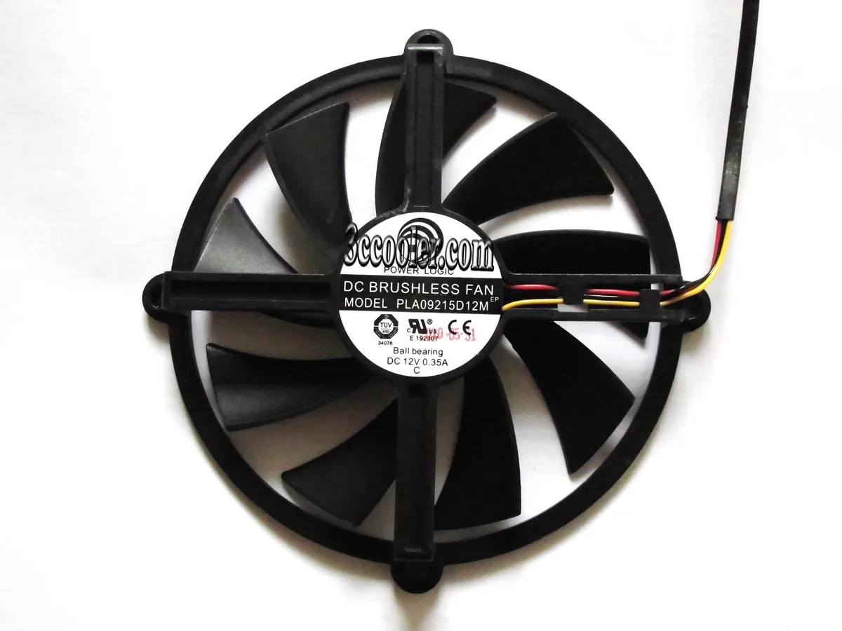 Black circular VGA fan with three-pin connector