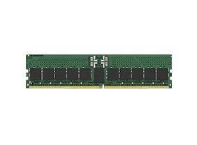 Green bare circuit board DDR5 DIMM with black memory chips and gold edge contacts