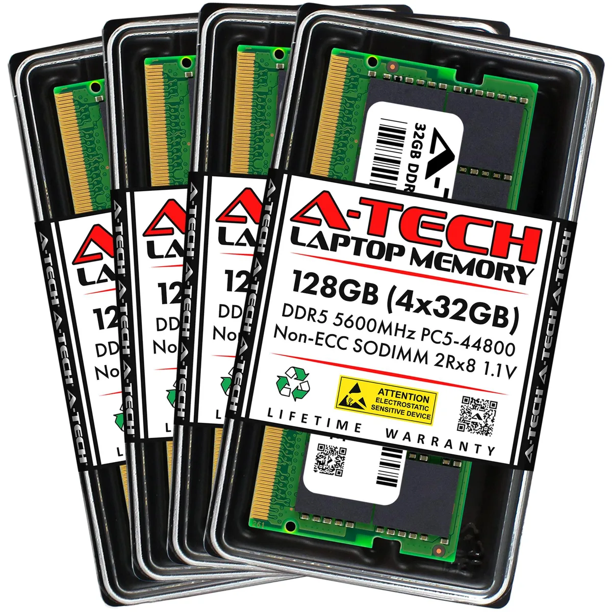 A-Tech A-Tech 128GB (4x32GB) DDR5 5600MHz SODIMM CL46 1.1V 262-Pin Laptop RAM Kit — product photo