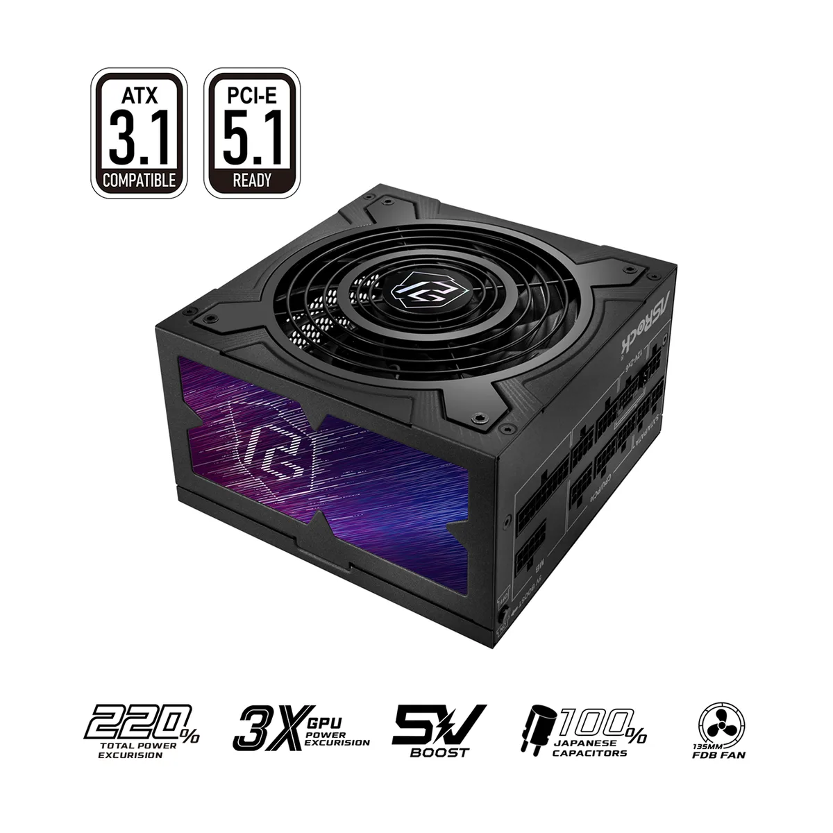 ASRock ASRock PG-1000G 1000W ATX3.1 PCIe5.1 power supply — product photo