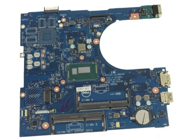 Green rectangular laptop motherboard with soldered i3-4005U 1.7GHz CPU, part 27C5F