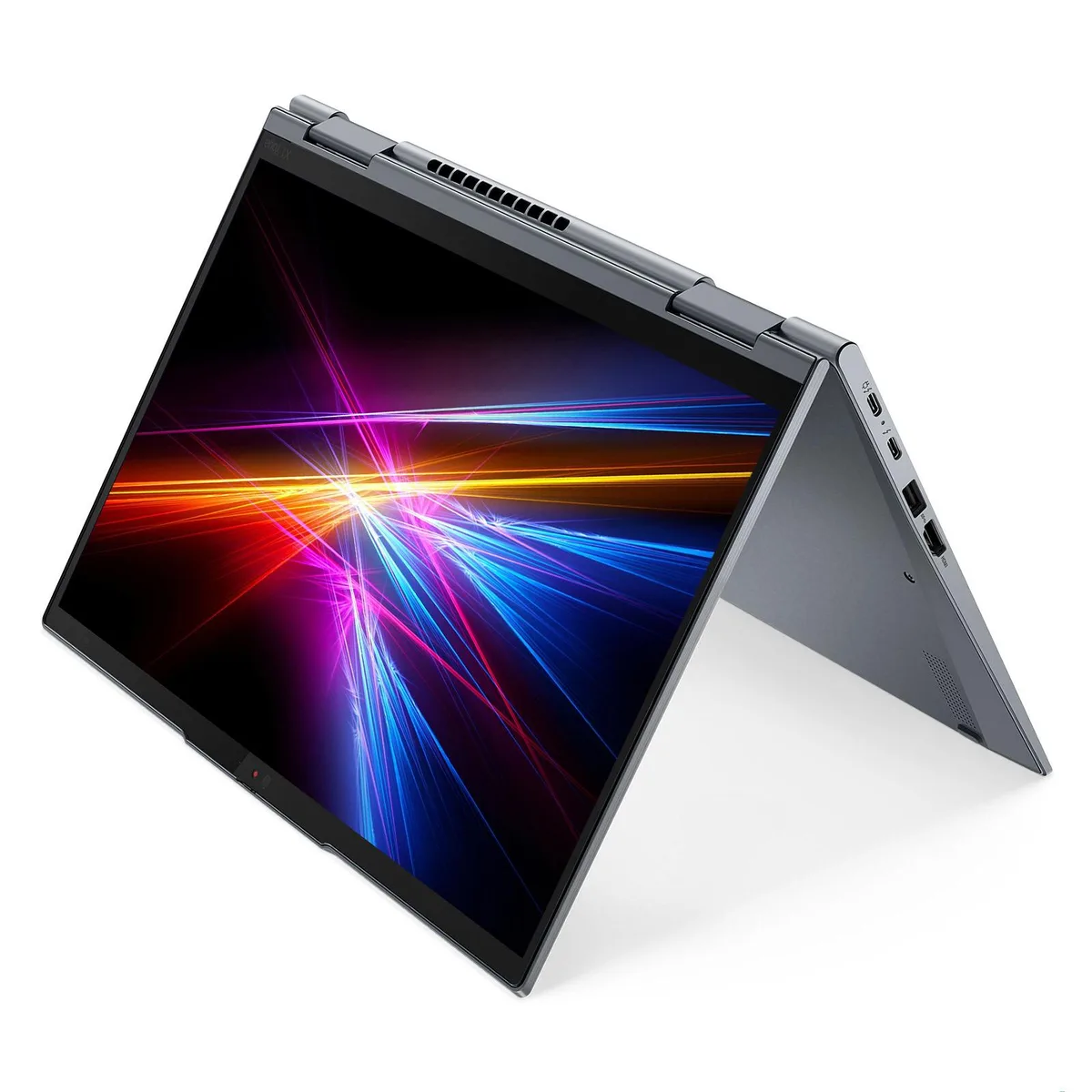 Gray 14-inch 2-in-1 convertible laptop with touchscreen and integrated stylus