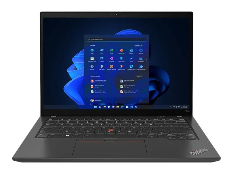Black Lenovo ThinkPad P14s laptop, 14 inch screen, matte finish