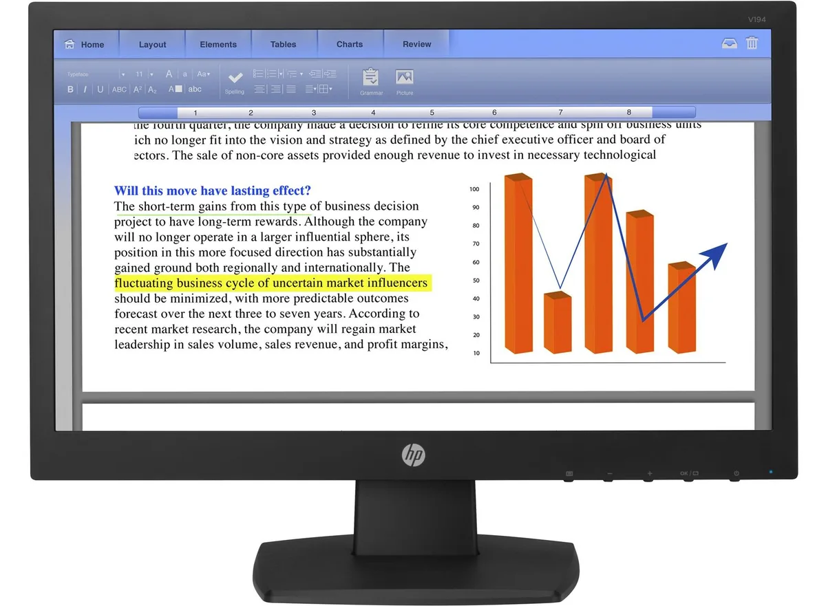 Black HP V194 18.5 inch monitor with anti-glare screen and tilt stand
