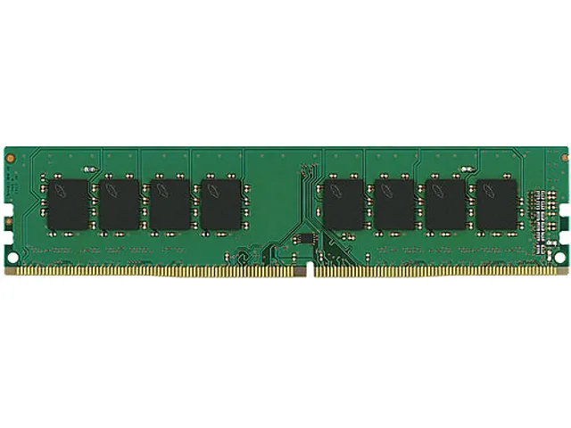Green 288-pin DDR4 server memory module with black chips and gold contacts