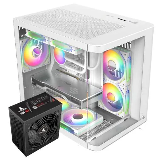 Iceberg Iceberg Crystal Wave M WTH 500WX White Micro ATX Cube PC Case — 商品写真
