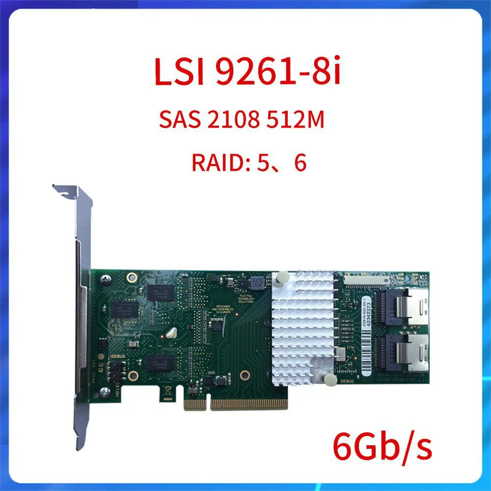 Green circuit board with eight internal ports and a PCIe x8 edge connector
