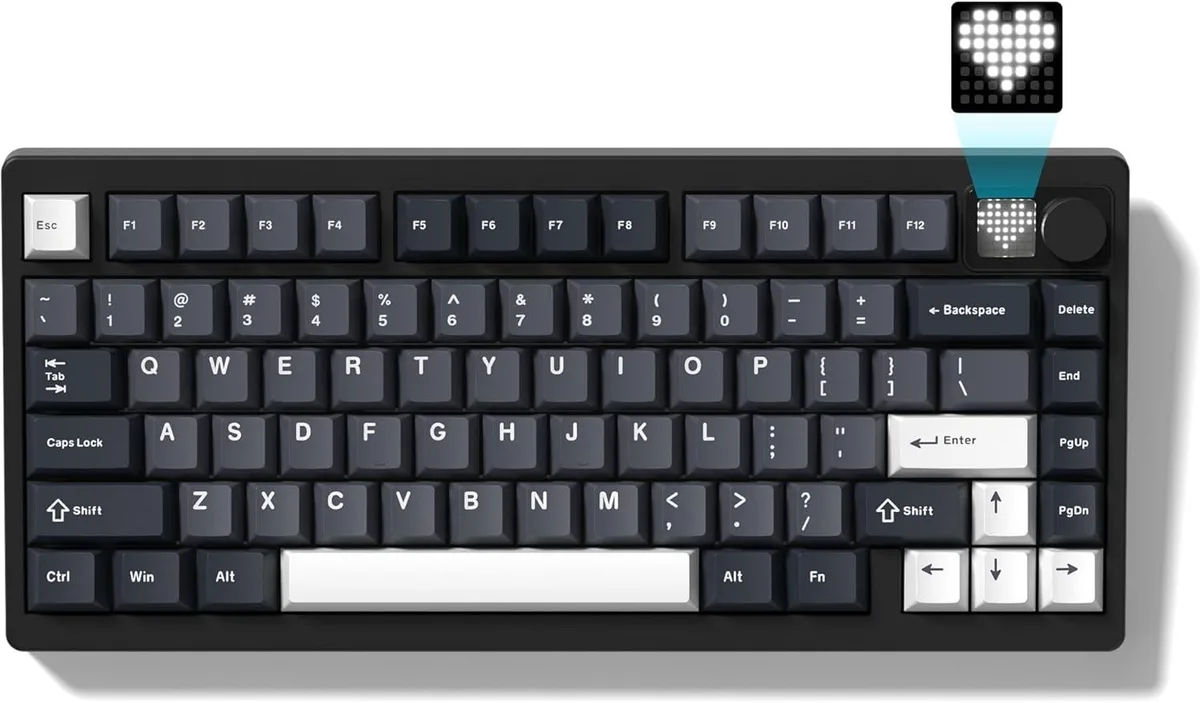 TUKO TUKO MT75 75% Wireless Gaming Keyboard with Knob & Display Grey — product photo