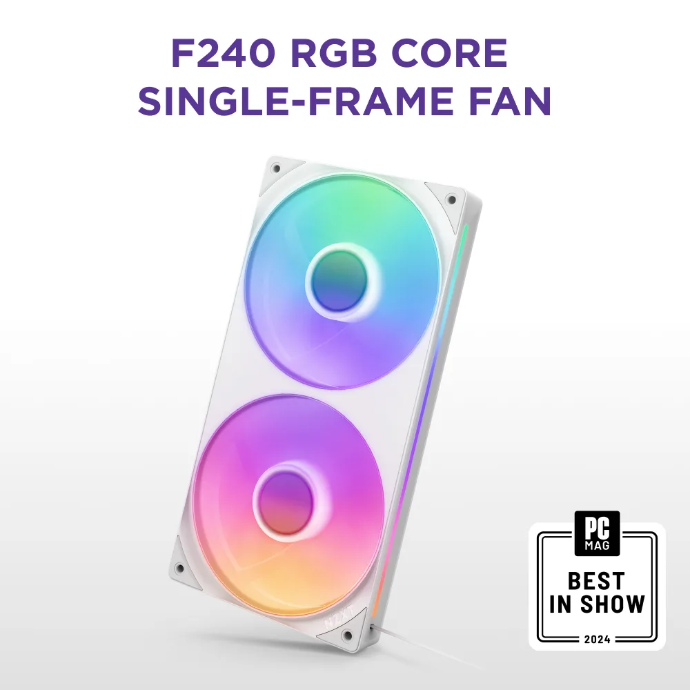NZXT NZXT RF-U24HF-W1 240mm dual-fan case fan, white — product photo