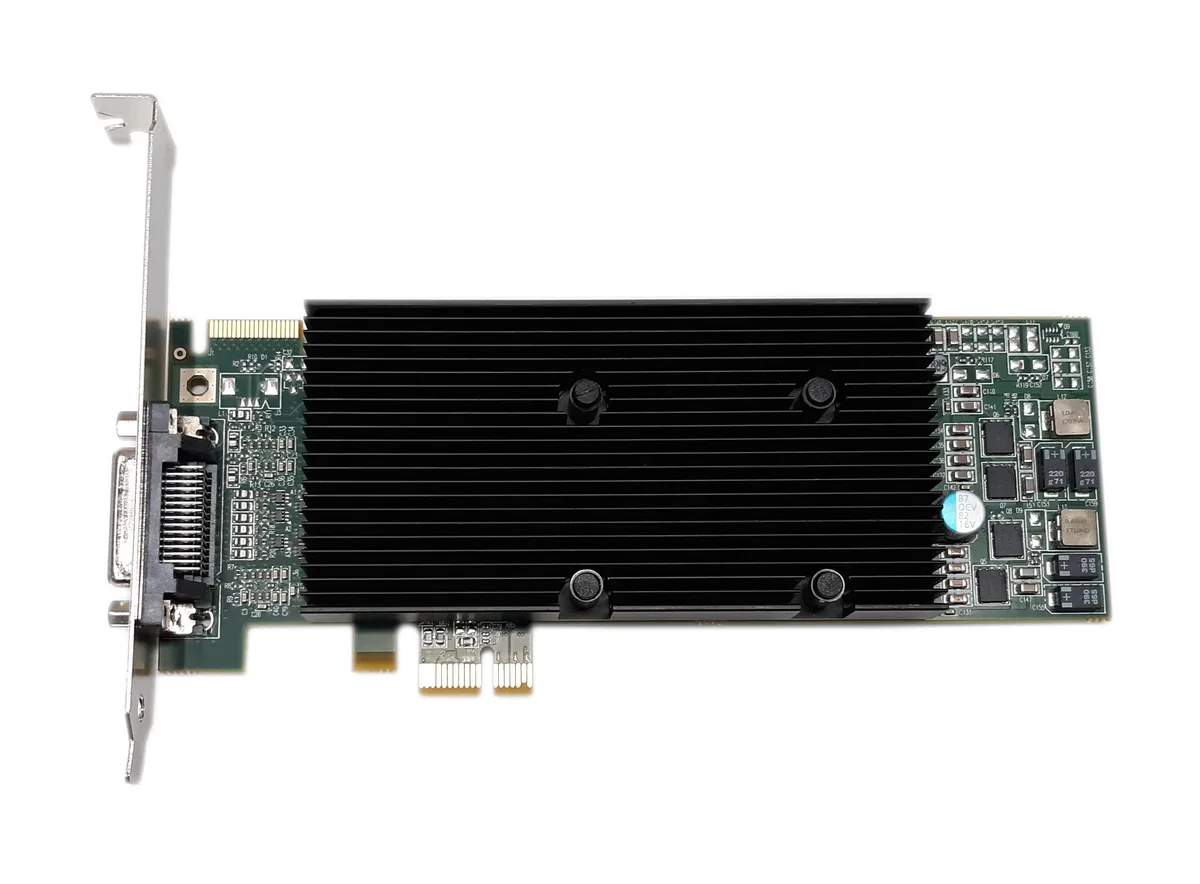 Matrox M9120 low-profile PCIe graphics card with fanless heatsink and LFH-60 output