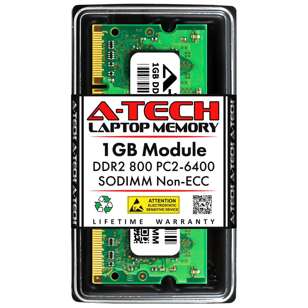 A-Tech A-Tech 1GB DDR2 800MHz SODIMM PC2-6400 CL6 1.8V 200-Pin Laptop RAM — صورة المنتج