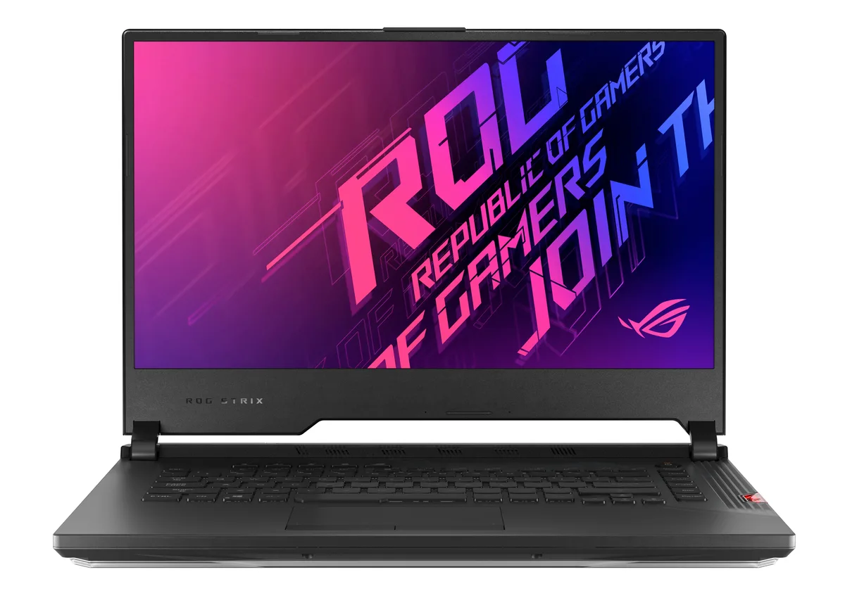 Black ROG Strix SCAR 15 laptop with 15.6 inch IPS screen and angular chassis
