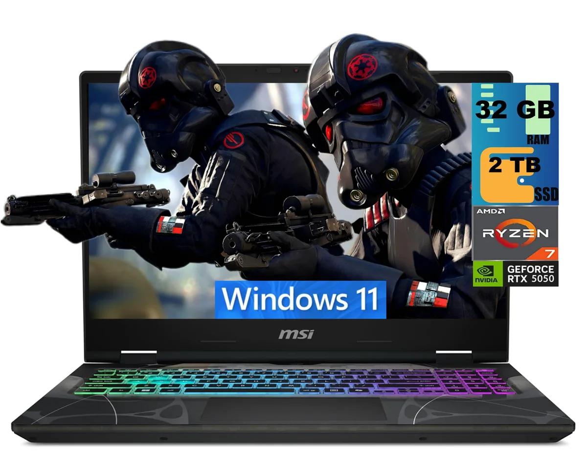 Black 15.6 inch gaming laptop with translucent chassis and RGB keyboard