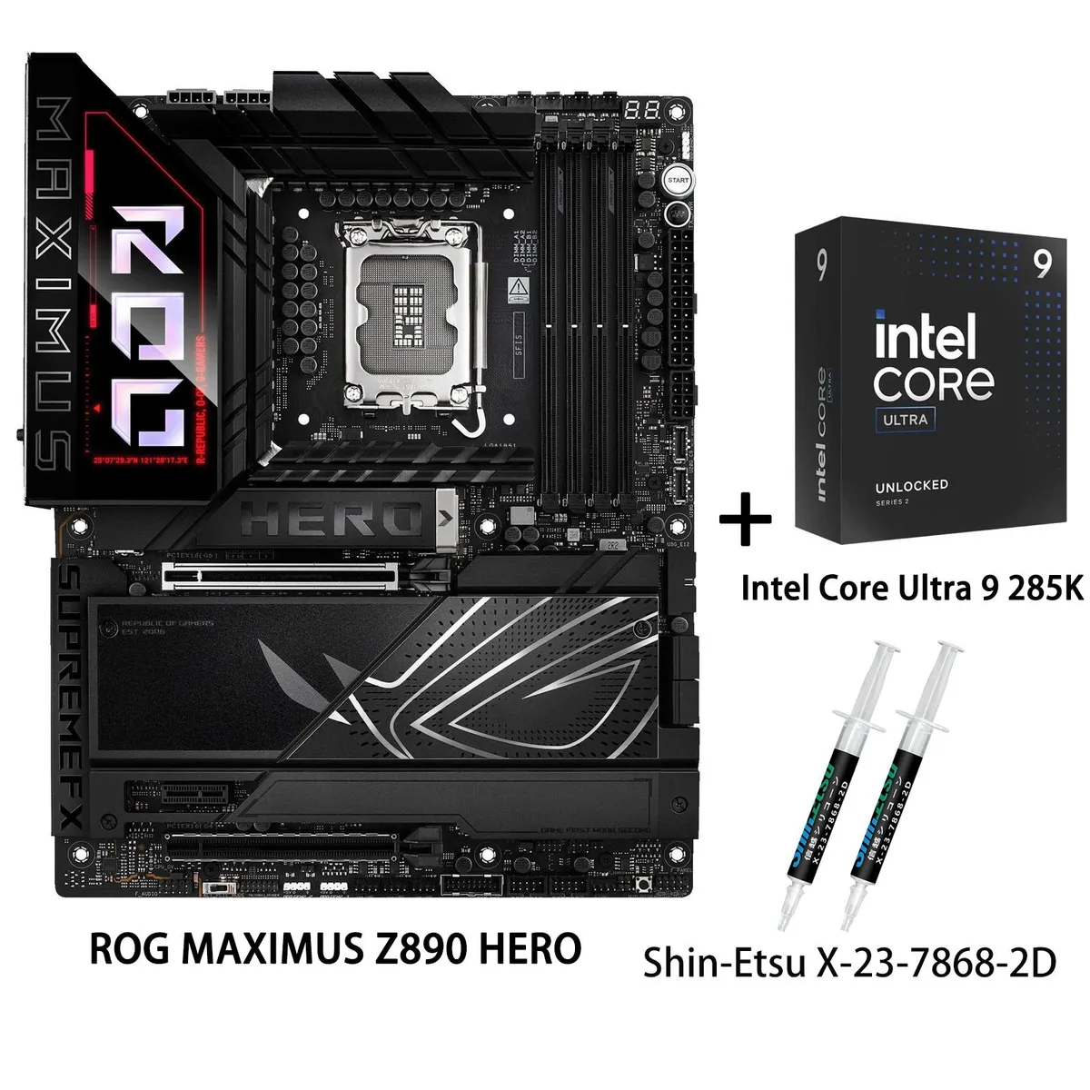 ASUS ASUS ROG MAXIMUS Z890 HERO + Core Ultra 9 285K Intel motherboard — photo du produit