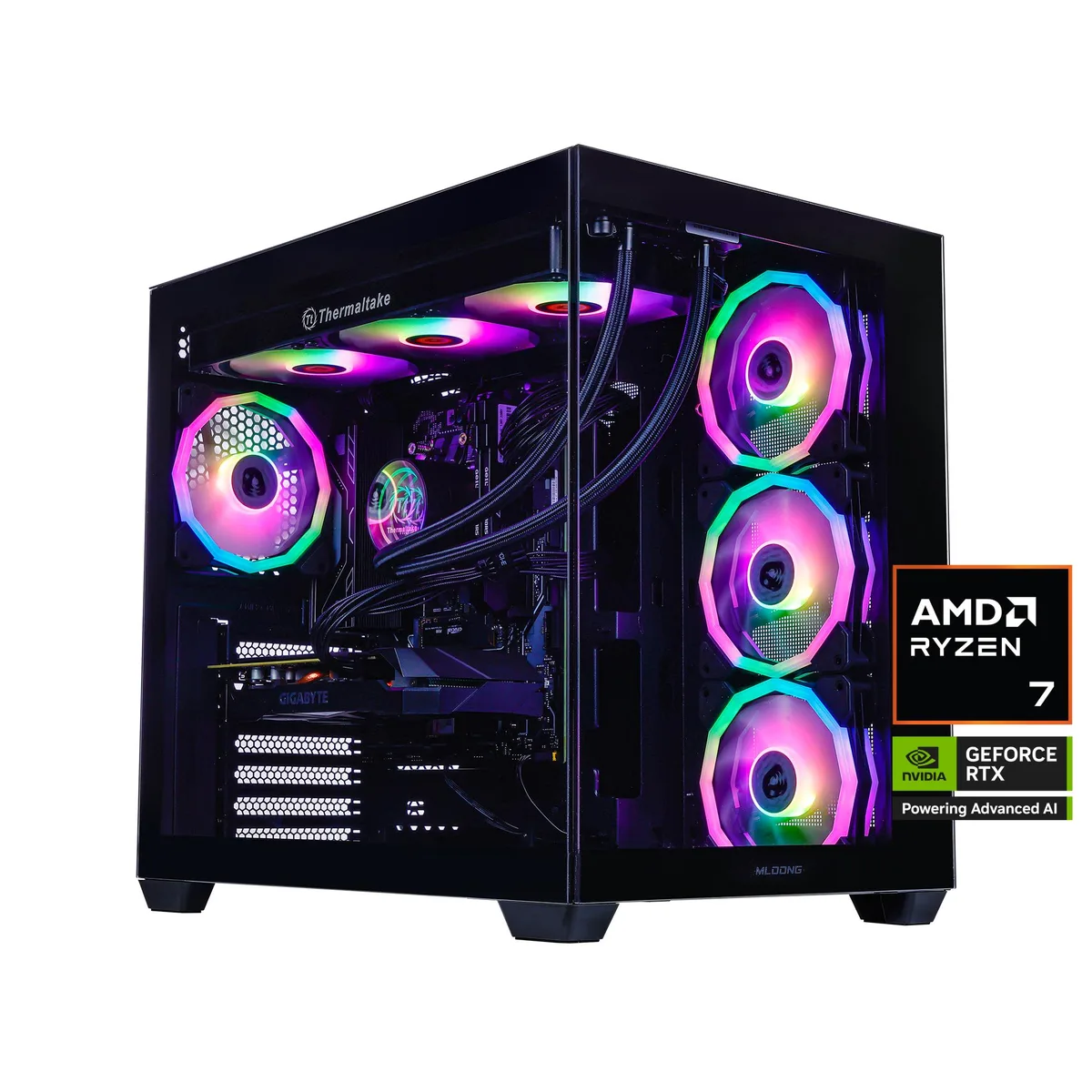 MLOONG MLOONG X-Dragon Gaming PC Ryzen 7 9800X3D RTX 5070Ti 16GB 32GB DDR5 2TB NVME 850W Black — product photo