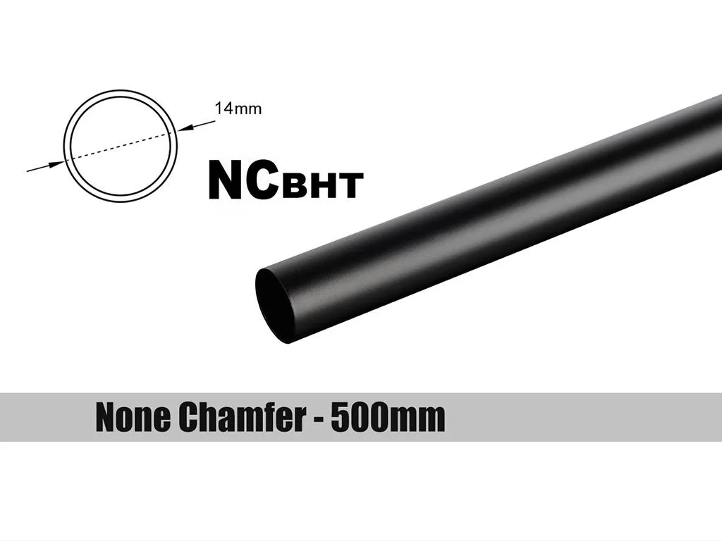 Straight black brass tube with chamfered ends, 14 mm OD, 500 mm long