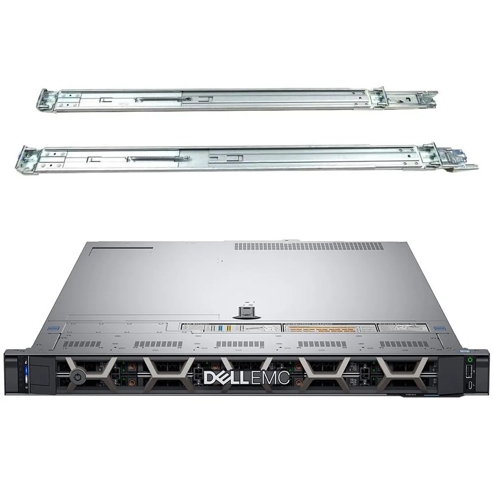 Silver 1U rack server with front drive bays and rail kit