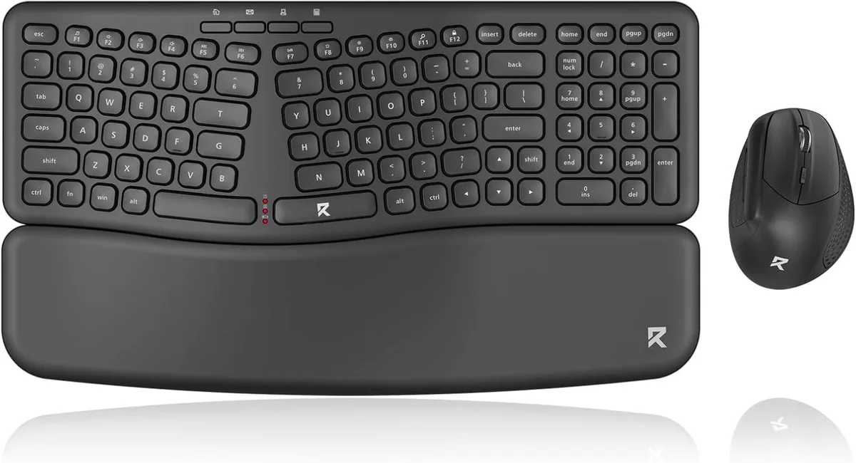 Redragon BS716 wireless keyboard and mouse combo, full-size low-profile keyboard with sloped design and detachable wrist rest