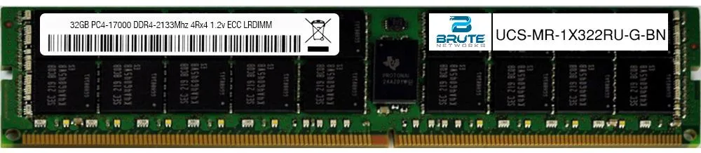 Green 288-pin DDR4 LRDIMM module with black chips, 32GB capacity
