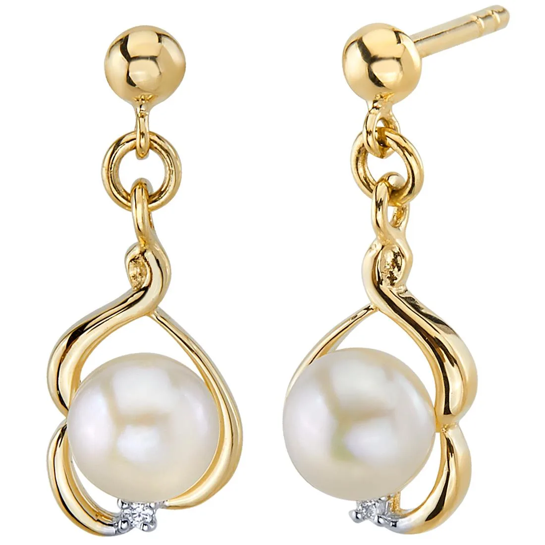 Oravo Oravo 14K Yellow Gold Freshwater Pearl Drop Earrings 5.0 mm — produkto nuotrauka