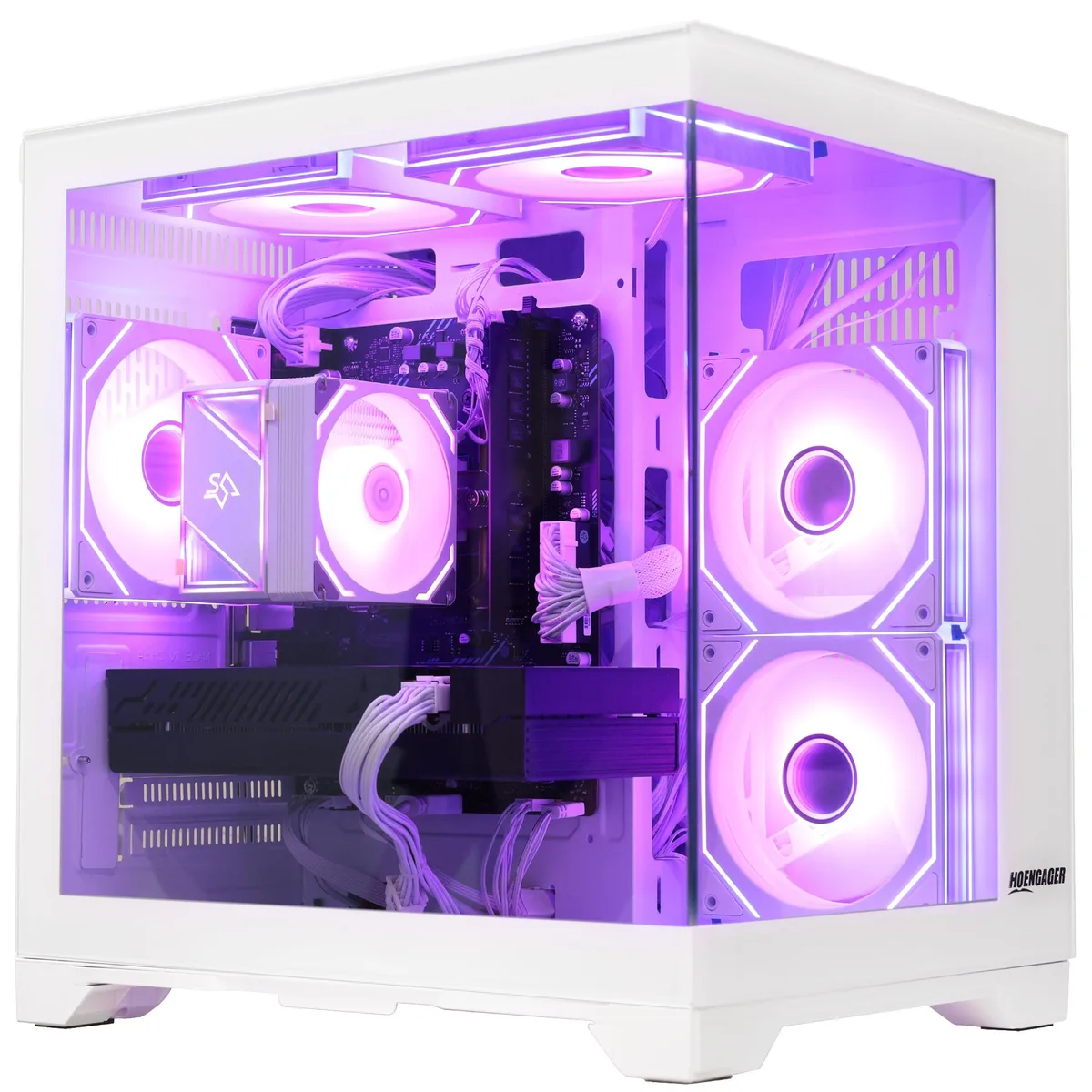 Hoengager Hoengager HE-KG-450 Gaming Desktop AMD Ryzen 5 5600 Radeon RX 6600M 8GB 16GB DDR4 3200 1TB PCIe White — product photo