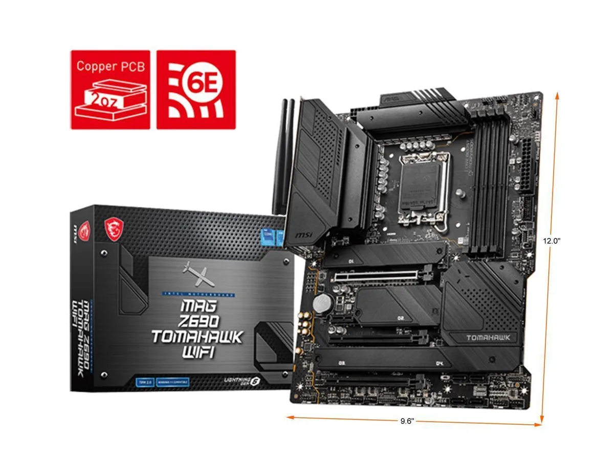 ATX motherboard black PCB silver heatsinks integrated I/O shield