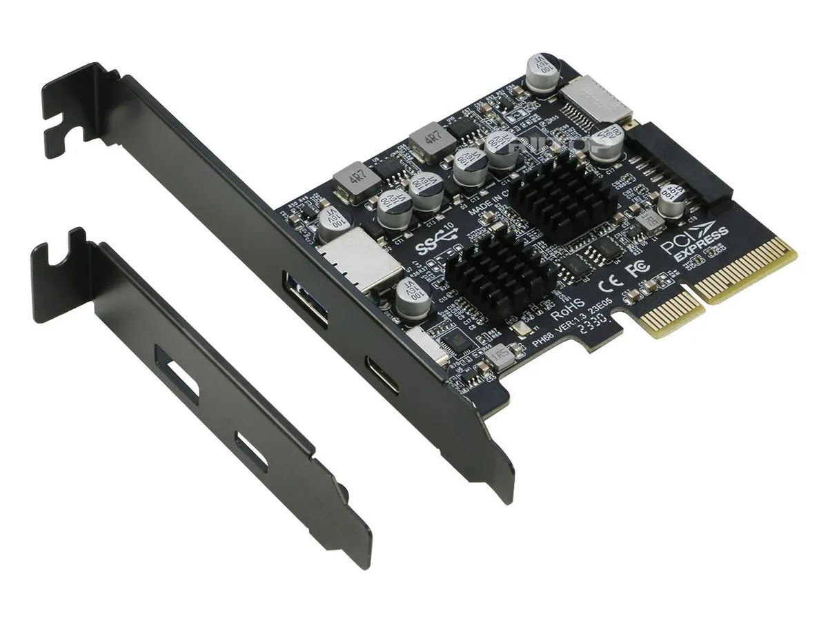 RIITOP RIITOP PCIe 3.0 x4 to USB 3.2 Gen1 expansion card 20Pin Type-E USB 3.0 USB-C 10Gbps low-profile bracket — foto do produto