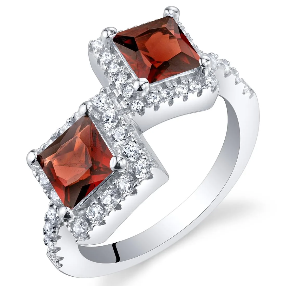 Oravo Oravo Sterling Silver Garnet Two-Stone Ring 1.50ct Size 6 — product photo