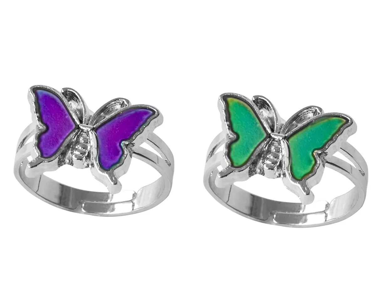  swqfzki Butterfly-01 Mood Ring 2-Pack Adjustable Alloy — снимка на продукта