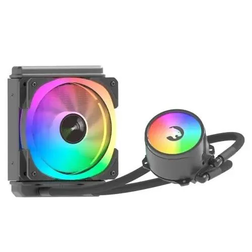 Compact 120 mm AIO cooler with ARGB pump and single PWM fan