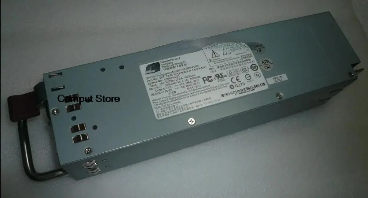 Rectangular metal power supply unit labelled HSTNS-P109