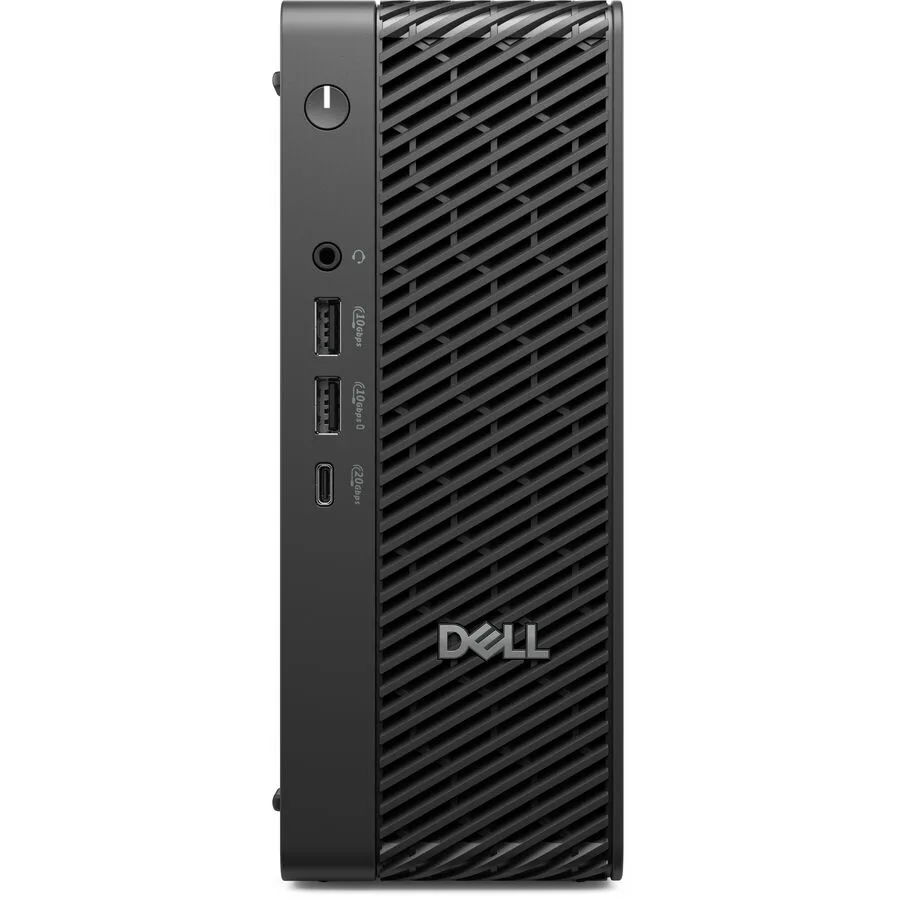 Black micro tower desktop PC, compact upright chassis